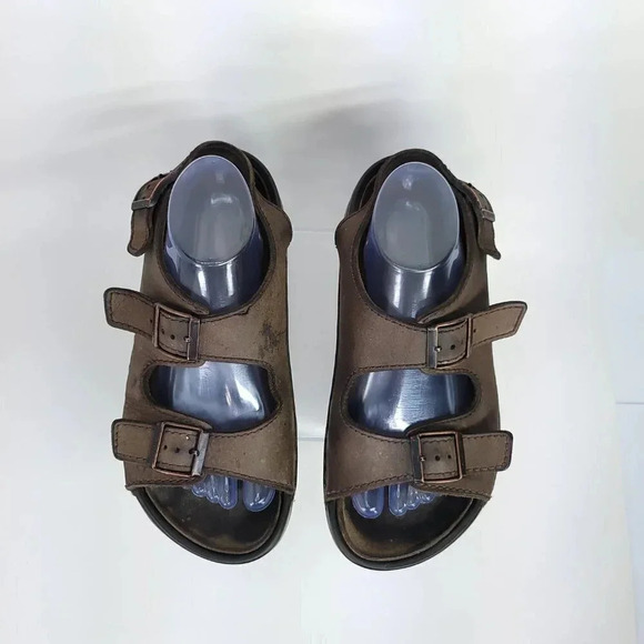 Birkenstock Men's 7 Women 9 Tatami 2 Strap Brown Leather Sandal Shoes Normcore - Picture 4 of 12